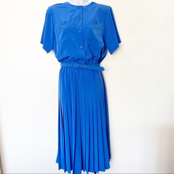 Orvis Dresses & Skirts - ORVIS Vintage 80's Pleated Shirt Dress with Shoulder Pads